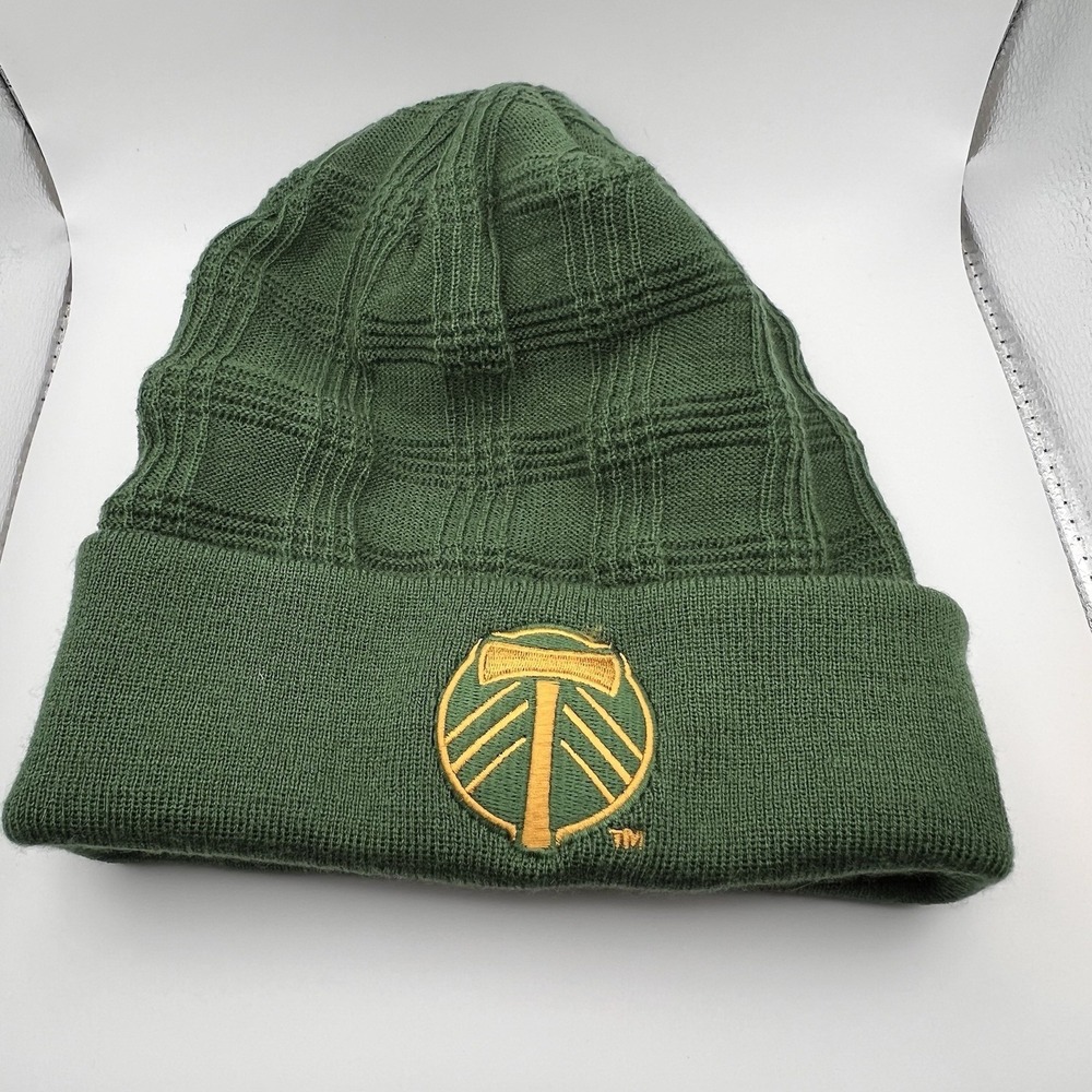 Adidas Portland Timbers Beanie Green Gold MLS Soccer Cable Knit Cuffed OSFA